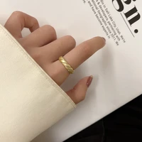 2022 new fashion vintage matte twist open ring simple personality student gold color ring accessories jewelry for women gifts