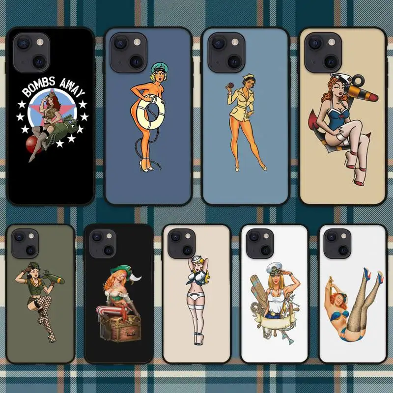 Чехол для телефона ZORORO Vintage Pin-up Sexy Sailor Girl для iPhone 11 12 Mini 13 Pro XS Max X 8 7 6s Plus 5 SE XR.