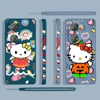 cartoon hello kitty girl for huawei p50 p40 p30 p20 p smart z pro plus 2019 2021 liquid left rope silicone phone case capa