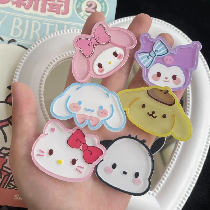 

Sanrio Hello Kitty Hairpin 6pcs Cartoon Girl Hair Clip Acrylic Sweet Student Bangs Accessories Children Jewelry Kid Gift Toys