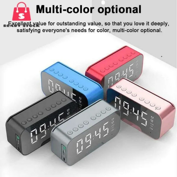 Новый Bluetooth-динамик с FM-радио Светодиодный зеркальный будильник часы сабвуфер