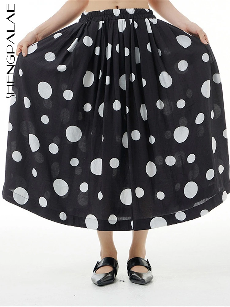 

SHENGPALAE повседневные юбки с принтом для женщин 2022 Лето Новое поступление индивидуальная модная свободная универсальная юбка с эластичной ре...