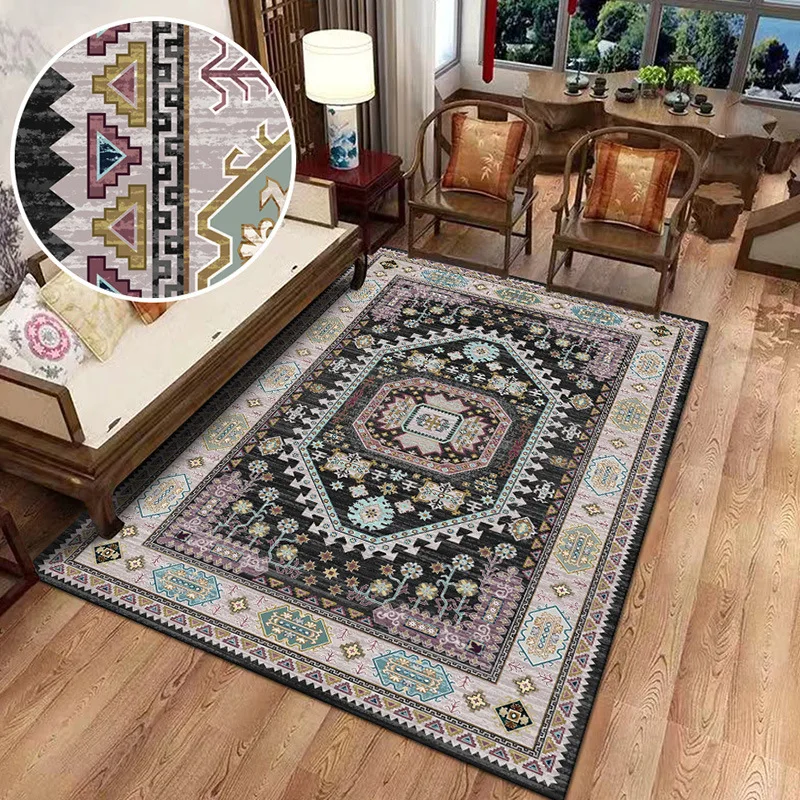 

Moroccan Ethnic Print Carpet Persian Retro Classic Living Room Sofa Coffee Table Carpet Home Bedroom Room Decoration Home