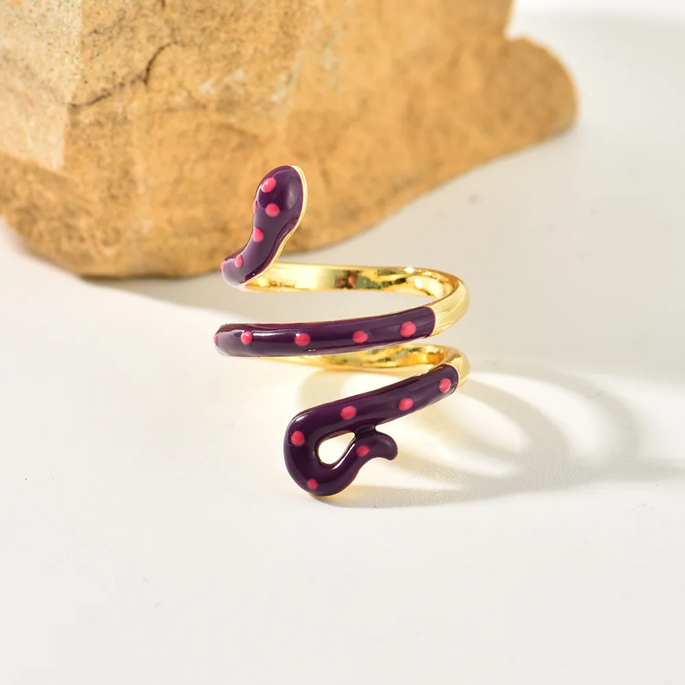 

Vintage Fashion Winding Snake Ring Ring with Colored Finger Jewelry As A Women's Party Jewelry Gift