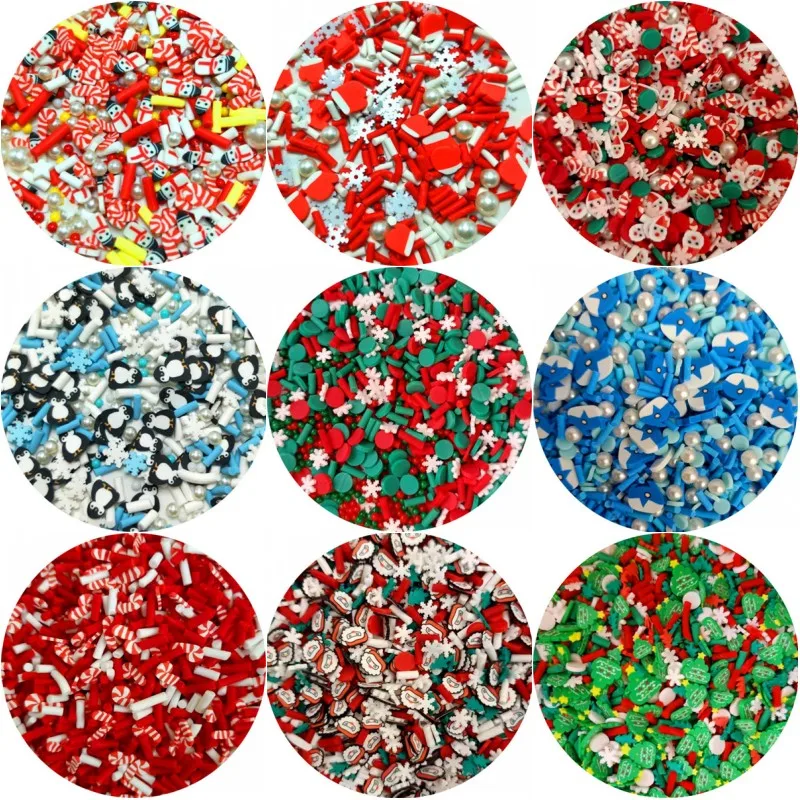 

Mixed Xmas Snowfake Slices Slime Christmas Polymer Clay Sprinkles Crafts soft Clay Nail Shaker DIY Crystal Mud Filler Accessorie