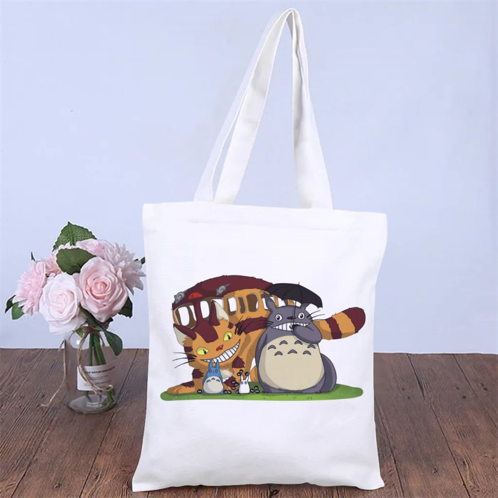 

Cat BusHandbag My Neighbor Totoro Anime Movie Shoulder Canvas Bags Teens Storage Pocket Shopper HandBags Kawaii Pouch Tote Bag