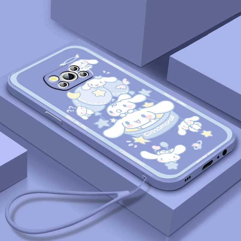 

Melody Cinnamoroll Art Cute Liquid Rope Funda Phone Case For Xiaomi Mi Poco X4 X3 C40 C3 M4 M3 F4 F3 GT Pro NFC 5G Soft Cover