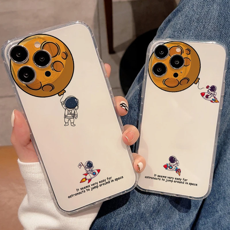 

For APPLE iPhone 13 12 11 Pro Mini Max SE 2020 Phone Cases For XR X XS Max 8 7 6s 6 Plus Astronaut TPU Protective Cover Funda