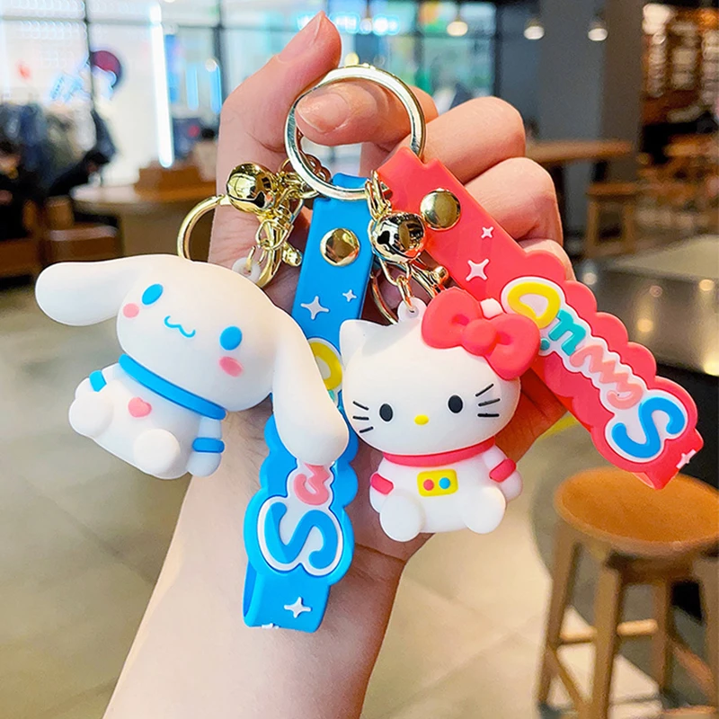 

Брелок для ключей с героями мультфильмов, кавайный Sanrio, брелок для автомобиля Kuromi My Melody Kitty Cinnamoroll, Подвесные Украшения для мобильных телефон...