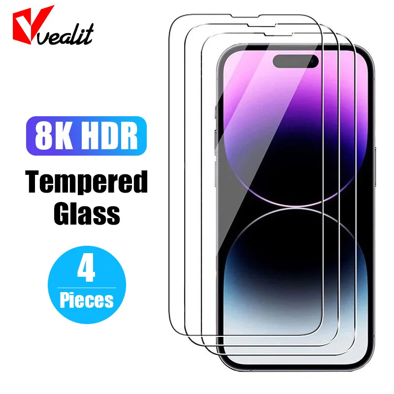 

Закаленное стекло 2.5D для iPhone, защитная пленка для экрана iPhone 14 13 12 11 Pro Max X XR XS MAX 14 8 7 6 6S Plus, 4 шт.