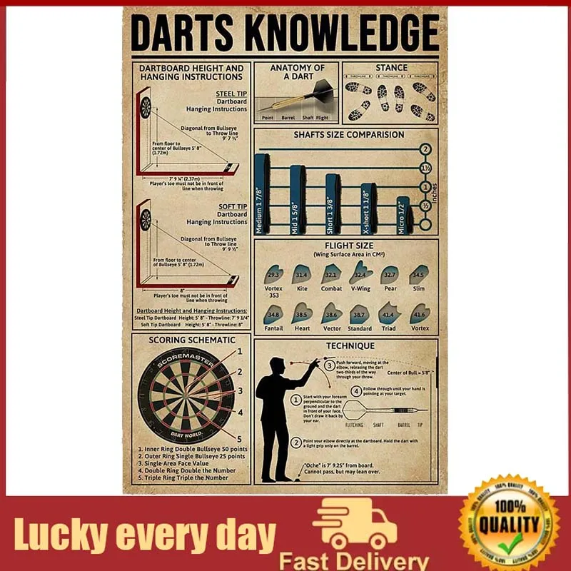 

Vintage tin Sign Darts Knowledge Coffee Shop bar Club Metal Sign Wall Decorative Art Printing Poster room decor