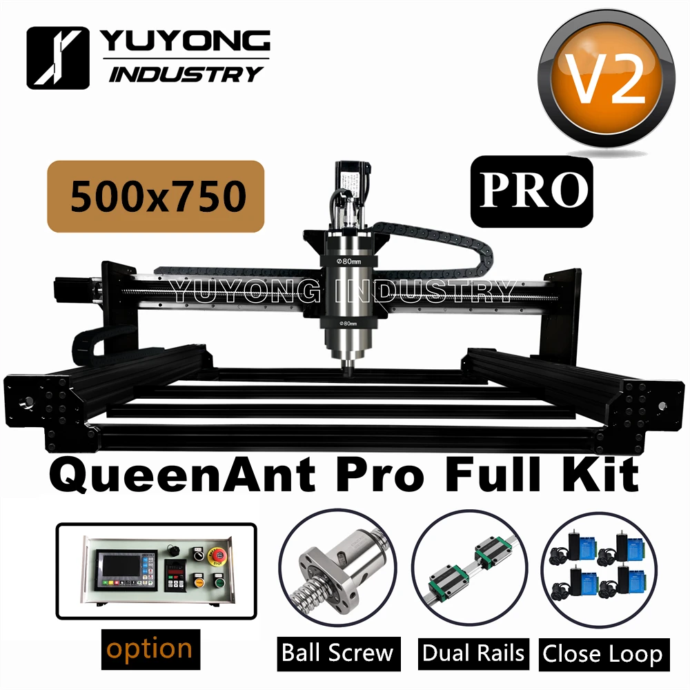 Чёрный 7575 QueenAnt PRO V2 16 мм шариковый винт с большим диаметром ЧПУ полный комплект