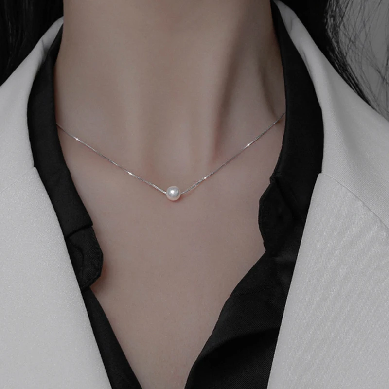 

Light Luxury Personality Simple Jewelry Fashion Sterling Silver Freshwater Pearl Necklace