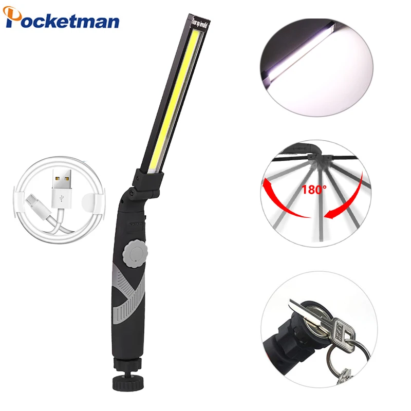 

Magnetic Work Light COB LED Work Lamp USB Rechargeable Flashlight Flexible Inspection Light Emergency Rotary Torch 50W POCKETMAN