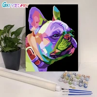 gatyztory oil painting by number dog diy paint by numbers animals on canvas home decoration diy frame digital painting art gift