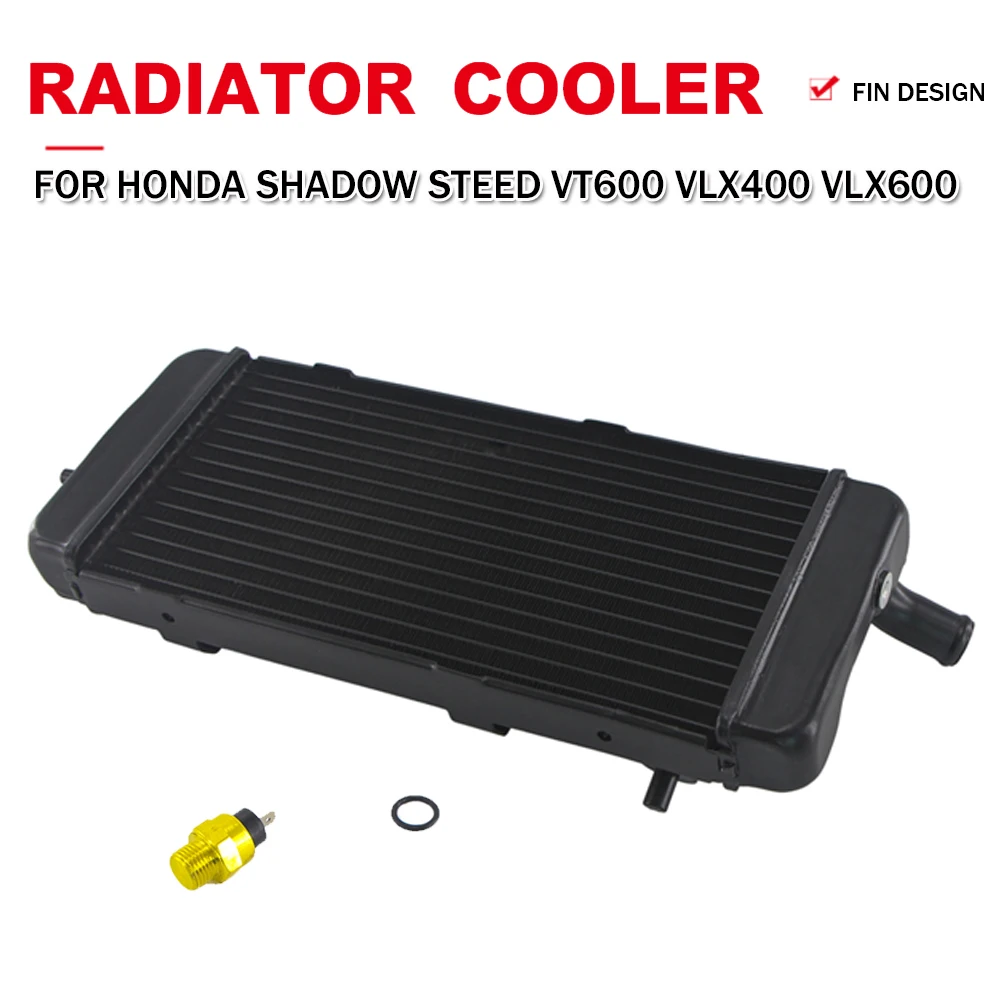 

Motorcycle Water Tank Radiator Cooler With Sensor For Honda Shadow VT600 VLX400 VLX600 Steed 400 600 VLX VT Cooling Accessories