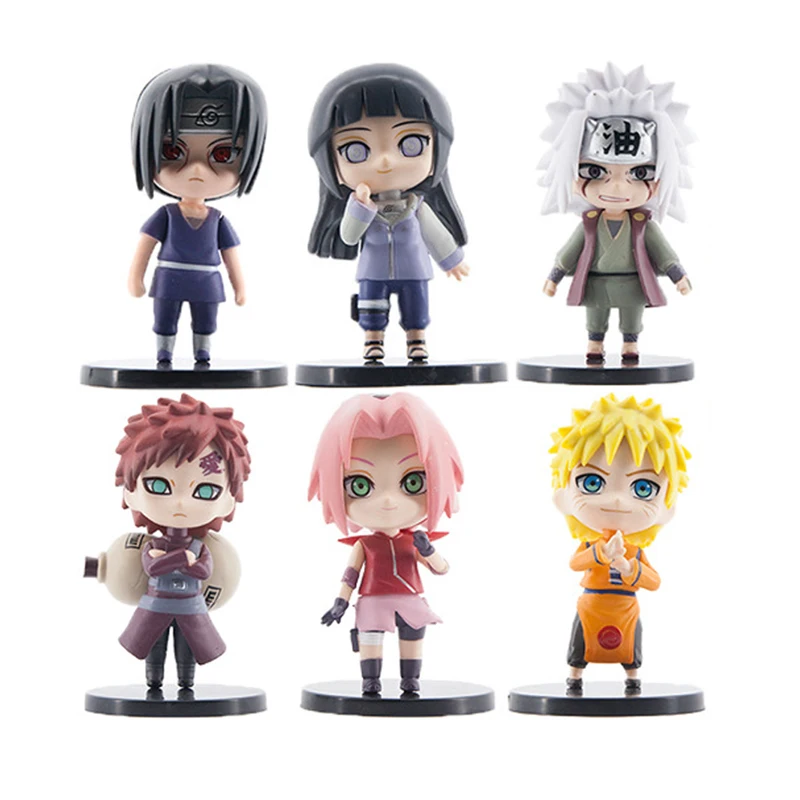 

6 Naruto Figures Boxed First Generation and Second Generation Naruto Sasuke Jiraiya Sakura I Gaara Doll Decoration