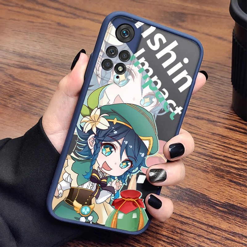 

Genshin Impact Venti Paimon For Xiaomi 12 11 T Pro S Redmi Note 12 11 10 9 8 Pro S T 5G Frosted Translucent Phone Case