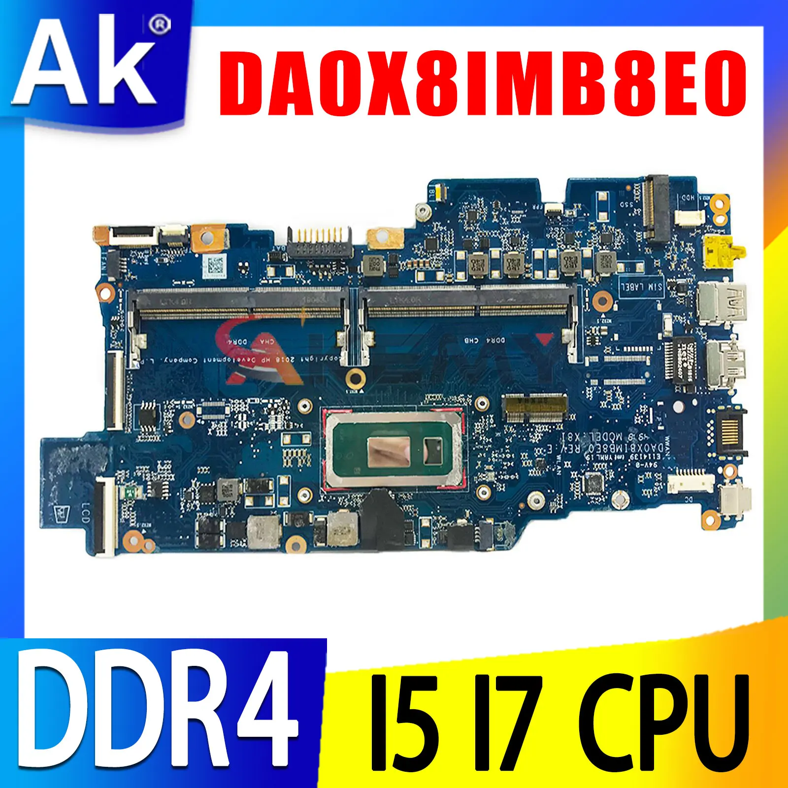 

L44502-001 L44505-601 L44507-601 For HP Probook 430 G6 Laptop Motherboard DA0X8IMB8E0 UMA With Core I3-8145U I5 I7 CPU DDR4