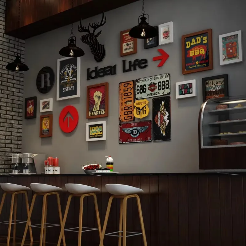 Промышленное светодиодное настенное искусство набор фоторамок с подсветкой