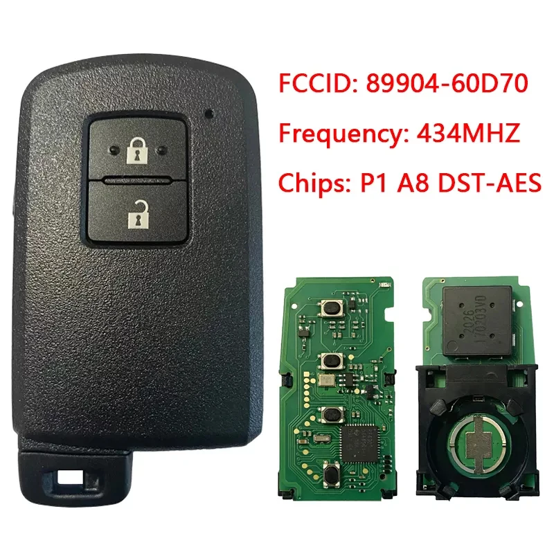 Смарт-ключ CN007162 Toyota Land Cruiser с 2 кнопками чип BH1EK P1 A8 DST-AES 433 МГц 89904-60D70 без ключа |