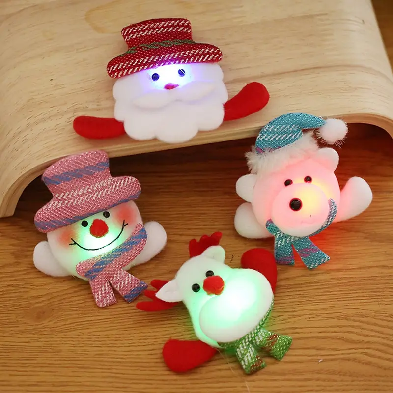 

Christmas Luminous Brooch Xmas Tree Santa Claus Snowman Deer Bear Chain Tassel Brooches for Women Girls Fashion Party Jewelry