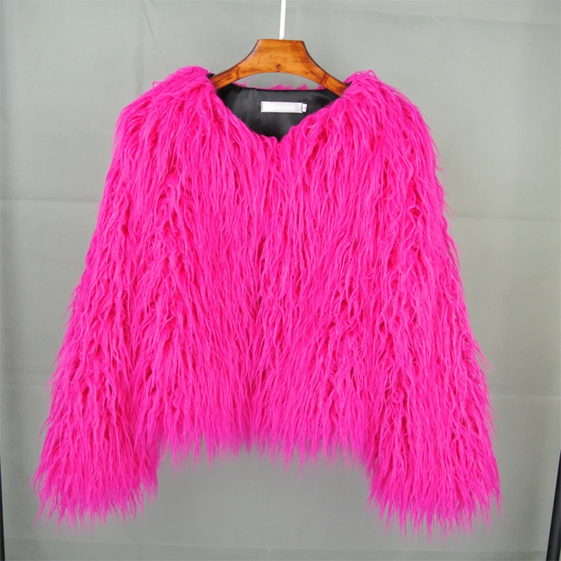 Colorful Warm Faux Women Fur Coat Loose Black White Pink Plush Coat Female Jacket Fur 2023 Autumn Winter Shaggy Outerwear