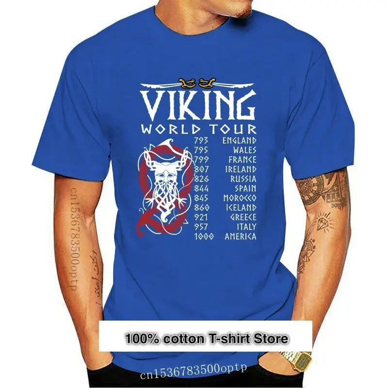 

Camiseta Viking World Tour para hombre y mujer, camisa divertida de los hijos de Odin, novedad