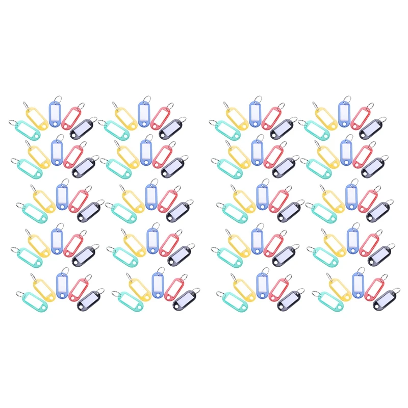 

100 Pcs Plastic Keychain Key Tags ID Label Name Tags Split Ring
