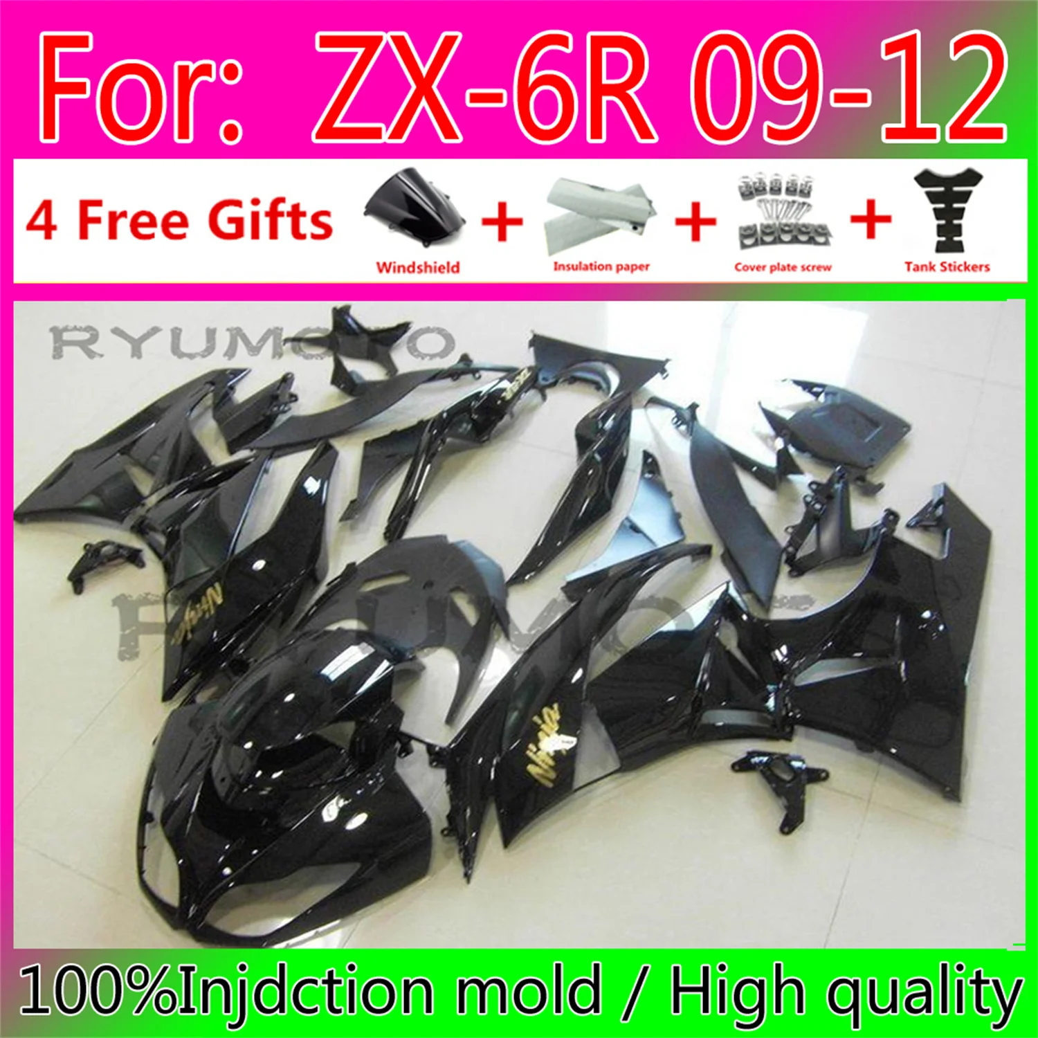 Новый комплект обтекателей из АБС для kawasaki ZX6R 2009 2012 zx6r 09 12 fairingx | Автомобили и