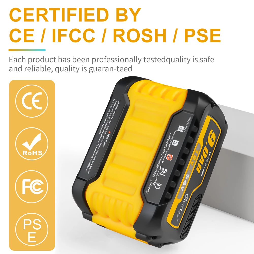 Фото Литий-ионный аккумулятор Waitley 20V 60V 9.0Ah для электроинструментов DEWALT FlexVolt, замена литиевых батарей DCB609 DCB606 18V/54V №5