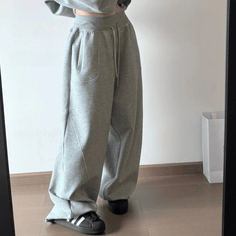 QWEEK осень-зима оверсайз спортивные штаны женские повседневные мешковатые с