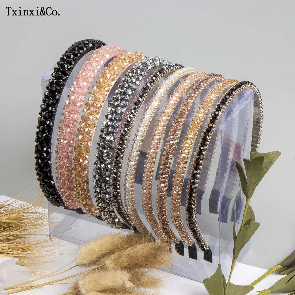 

Crystal Beaded Hair Band Fashion Headwear Girl Women Handmade Hair Accessories Headwear Pearl Flower Headband