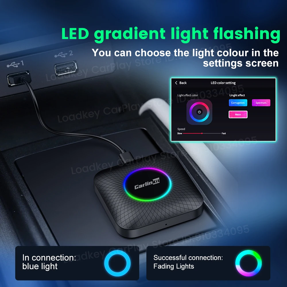 Автомобильный медиаплеер Carlinkit CarPlay Ai TV Box на Android 13 с LED-дисплеем, 8+128 ГБ, 8-ядерный процессор QCM 6225, беспроводной CarPlay, Android Auto, поддержка YouTube, Netflix, 4G LTE, Wi-Fi (art.: 3920d8db72065) - 3920d8db72065
