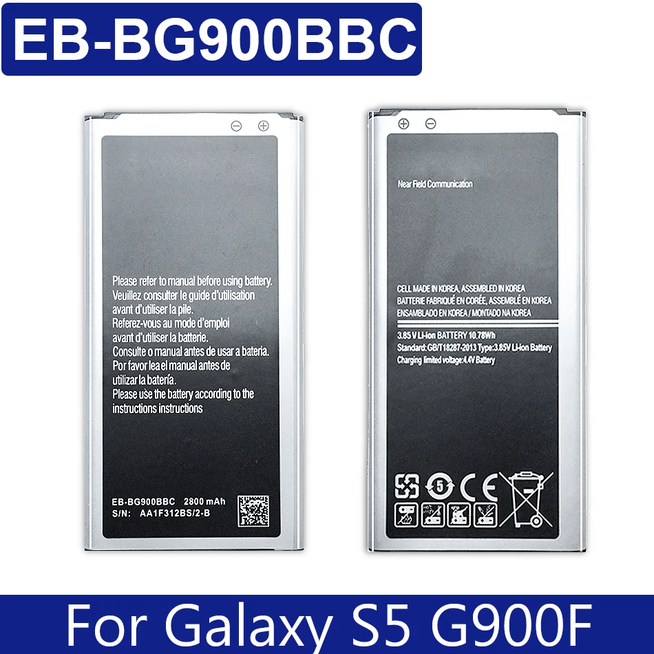 

For Samsung S5 Battery For Galaxy S 5 SM G900 G900S G900I G900F G900H 2800mAh EB-BG900BBE Battery EB BG900BBE