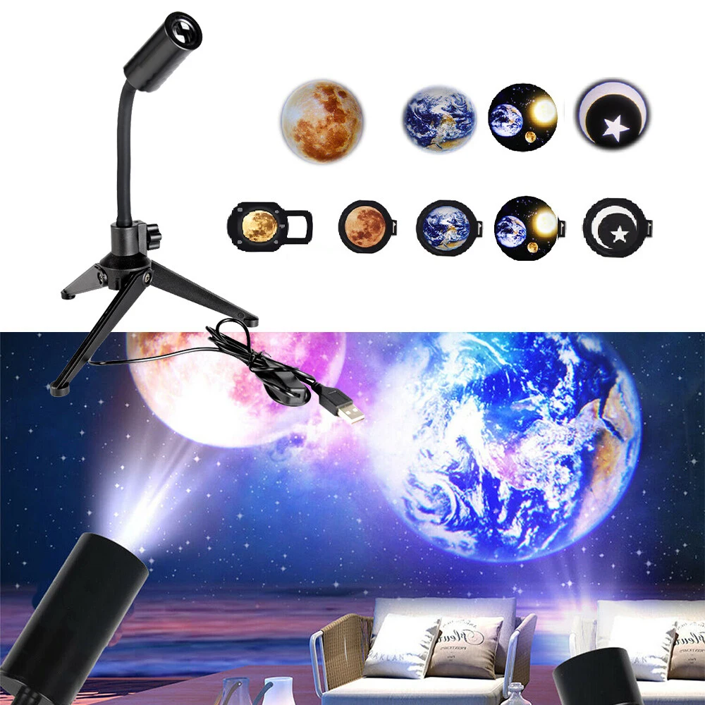 

Светодиодный проектор, лампа земля Луна галактика, вращающийся на 360 градусов фон, атмосферное украшение, сценическое ночное освещение для дома, спальни