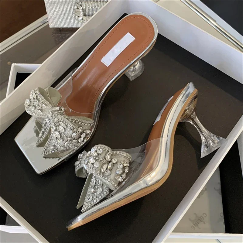 Eilyken шлепанцы с бантом-бабочкой и квадратным носком на высоком каблуке женские