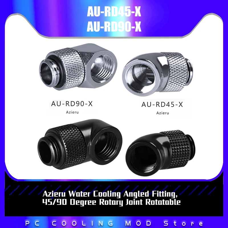 

Azieru Water Cooling Angled Fitting, 45/90 Degree Rotary Joint Rotatable, AU-RD45-X/AU-RD90-X