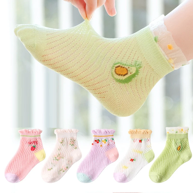 

5 Pairs/Lot Kids Socks Boy Girl Baby Cotton Cute Cartoon Soft Breathable Summer 1-12Y Fashion Teen New Children Casual Mesh Sock
