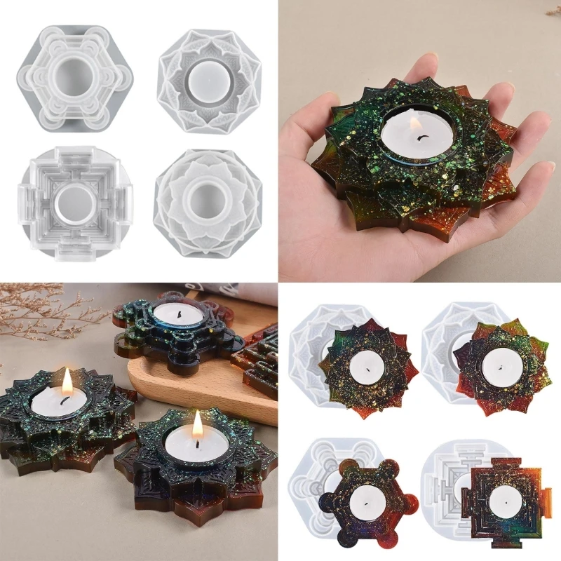 

Tealight Candles Holder Silicone Mold Candlestick Epoxy Casting Mold for DIY Jewelry Box,Trinket Container,Home Decor
