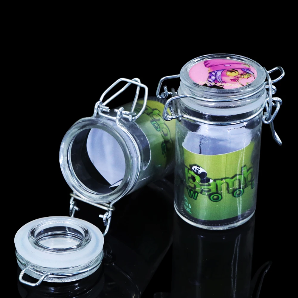 

HONEYPUFF 85ML Glass Airtight Smell Proof Container Aluminum Metal Herb Stash Metal Sealed Can Tea Jar Storage Boxes
