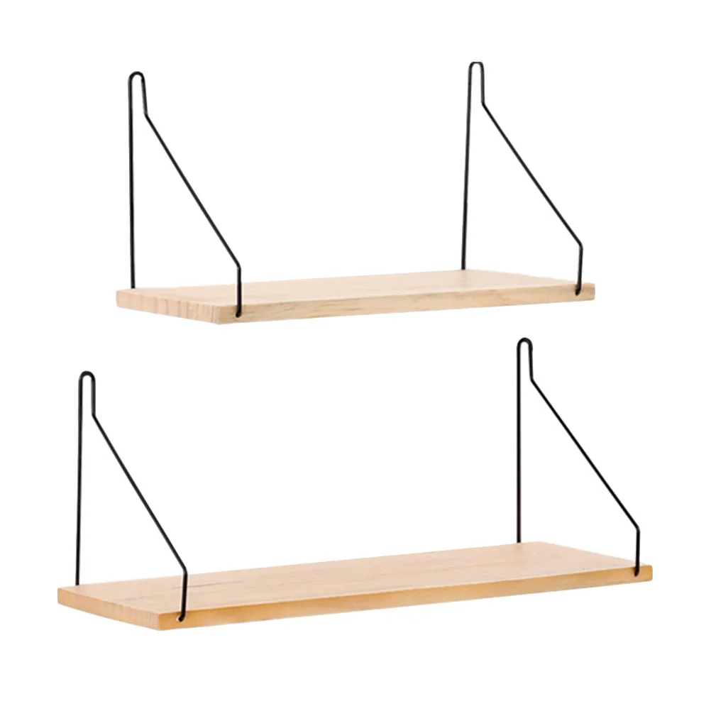 

2pcs Living Room Wooden Storage Rack Wall Hanging Storage Shelf Storage Stand