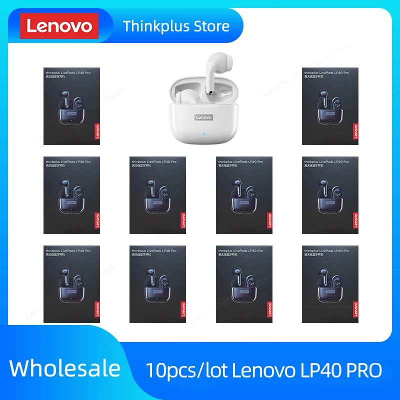 Original 2/5/10pcs Lenovo LP40 Pro TWS Earphones Wireless Bluetooth 5.1 Sport Noise Reduction Headphones Touch Control 250mAH