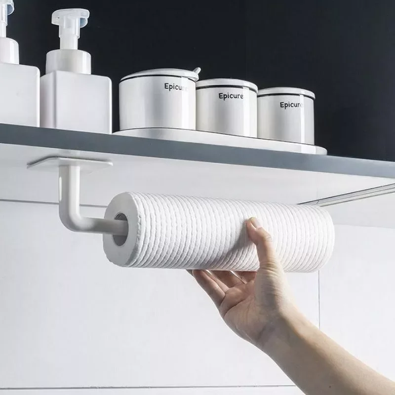 

2022 Paper Holder Hole-Free Paper Holder Tissue Rack Shelf Kitchen Bathroom Roll Paper Storage Organizer