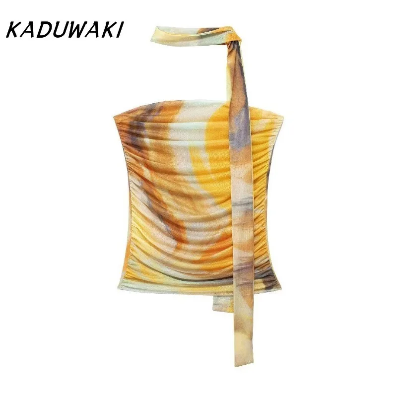 KADUWAKI Американское ретро-бюстье с животным принтом шелковое онлайн-платье