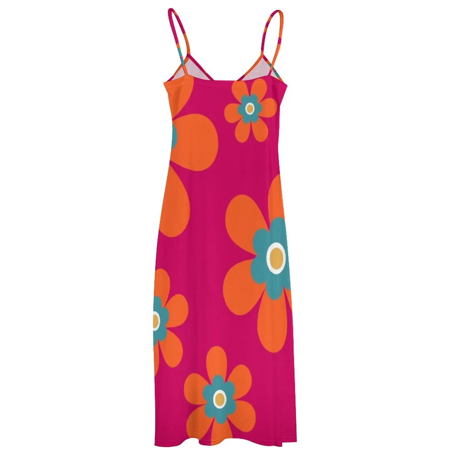 Милый красочный Осенний цветок в стиле ретро 70-х яркий оранжевый и ярко-розовый