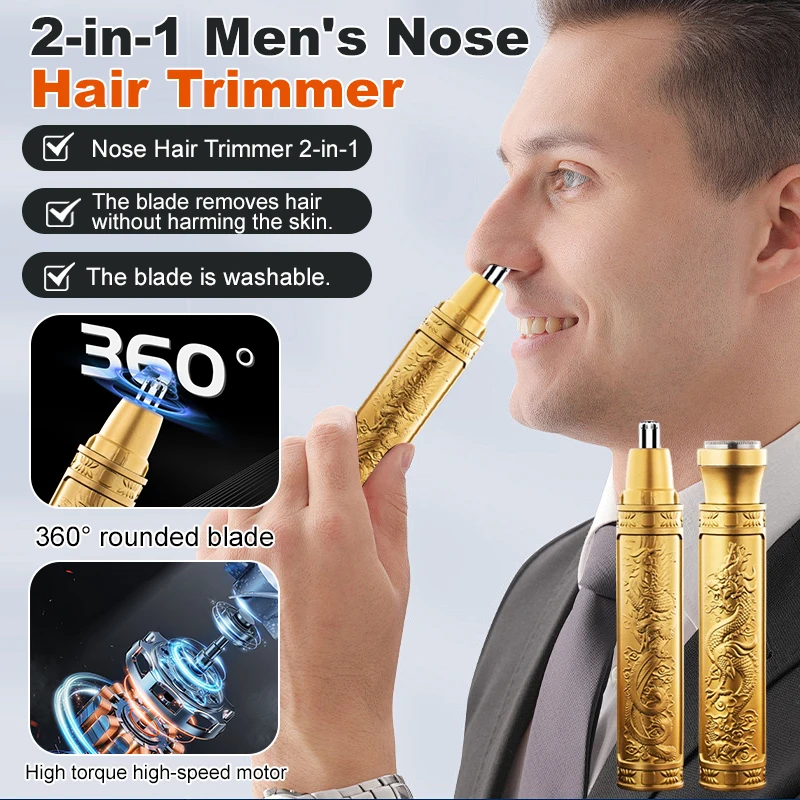 Men's Electric Nostril Cleaning 2in1 Nose Hair Trimmer Tool Rechargeable Razor