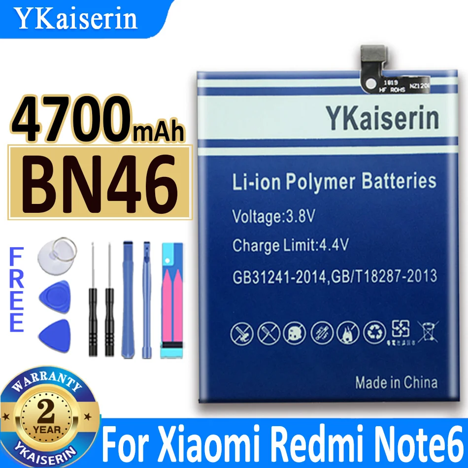 

4700mAh YKaiserin Battery BN46 For Xiaomi Redmi Note8 Note 8T Note8T Note 8 Redmi 7 Redmi7 Note 6 Note6 Genuine Phone Bateria