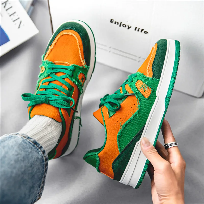 Spring Fashion Orange Men's Designer Sneakers Skateboard Outdoor Sports Platform Skate Shoes Men Trainers zapatillas hombre 2022