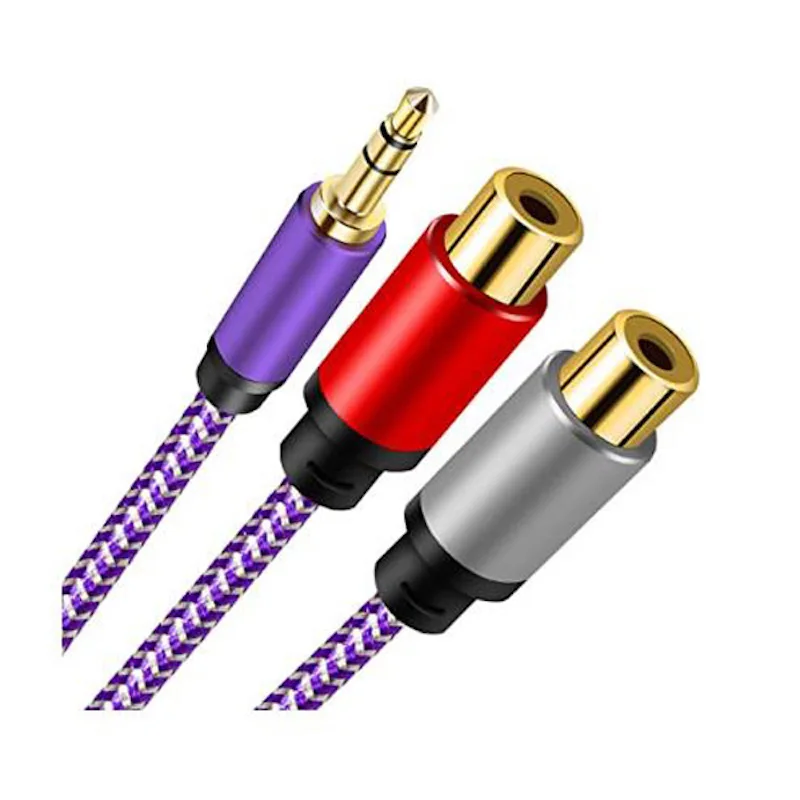 3.5mm Male to 2 RCA Female Jack Stereo Audio Cable Y Adapter for iPod, Tablets, MP3,HiFi Stereo System, Speaker